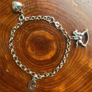 STERLING SILVER charm bracelet (MARKED 925)